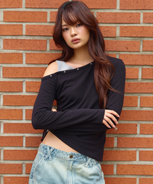 EYELET OFF SHOULDER L/S BLACK