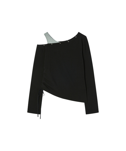 NYXX（エヌワイエックスエックス）の「EYELET OFF SHOULDER L/S BLACK（Tシャツ/カットソー・レディース・その他・FREE）」の2枚目の写真