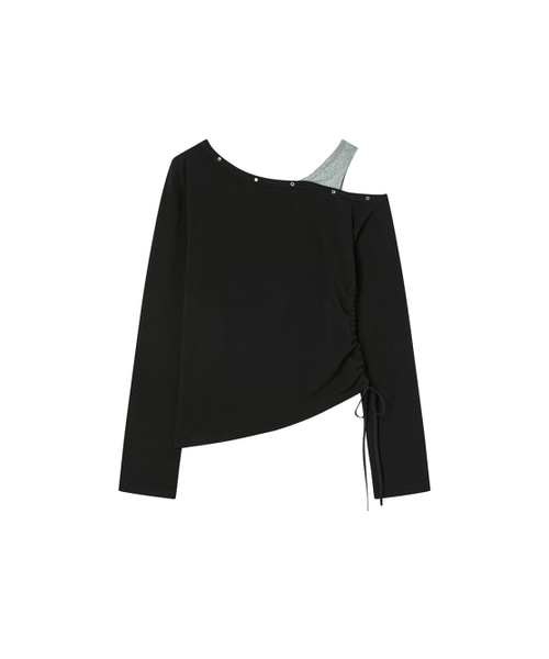 NYXX（エヌワイエックスエックス）の「EYELET OFF SHOULDER L/S BLACK（Tシャツ/カットソー・レディース・その他・FREE）」の3枚目の写真