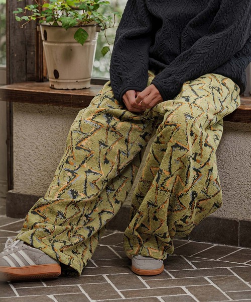CAMBIO(カンビオ)の「mp15417- 幾何学柄ゴブランワイドパンツ(その他パンツ・メンズ・グリーン/ベージュ/ネイビー・XL/L/M)」の10枚目の写真