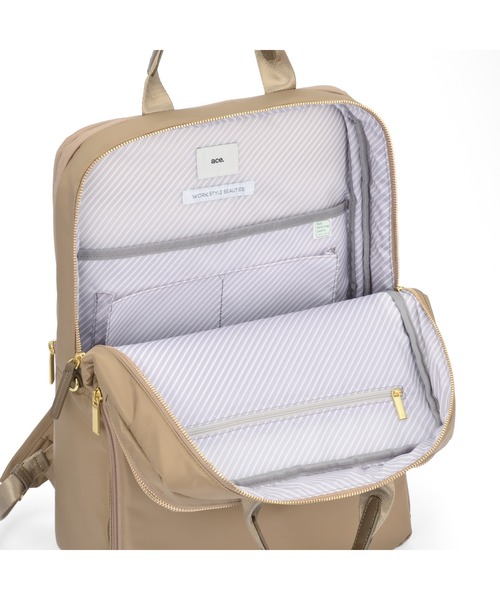 ACE GENE(エースジーン)の「【ace. GENE/エースジーン】 フィッテム ビジネスリュック 22L(25L)(バックパック/リュック・レディース・チャコール/ブラック系その他/ブラック/ベージュ・FREE)」の9枚目の写真