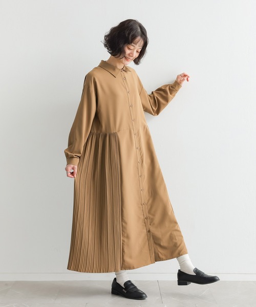 n'OrLABEL(ノアールレーベル)の「プリーツシャツワンピース(シャツワンピース・レディース・ベージュ/ボルドー/ブラック・2/1)」の19枚目の写真