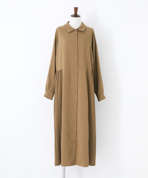 n'OrLABEL(ノアールレーベル)の「プリーツシャツワンピース(シャツワンピース・レディース・ベージュ/ボルドー/ブラック・2/1)」の11枚目の写真