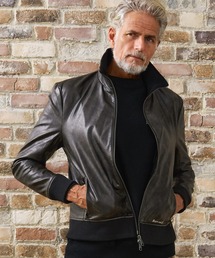 Maison code 13（メゾンコードサーティーン）の「mj11805- Synthetic Leather Ribbed Jacket シンセティックレザージャケット(M26W-13)（ブルゾン）」