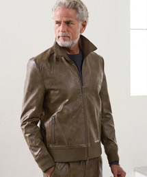 Maison code 13（メゾンコードサーティーン）の「mj11805- Synthetic Leather Ribbed Jacket シンセティックレザージャケット(M26W-13)（ブルゾン）」