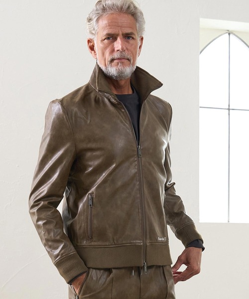 Maison code 13(メゾンコードサーティーン)の「mj11805- Synthetic Leather Ribbed Jacket シンセティックレザージャケット(M26W-13)(ブルゾン・メンズ・ダークブラウン/ブラウン・S/M/L)」の4枚目の写真