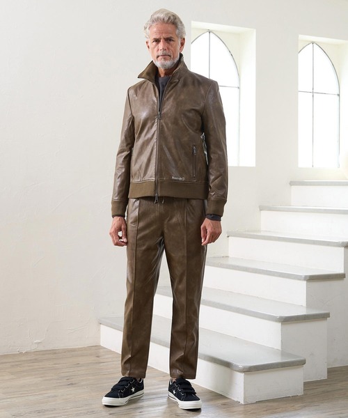 Maison code 13(メゾンコードサーティーン)の「mj11805- Synthetic Leather Ribbed Jacket シンセティックレザージャケット(M26W-13)(ブルゾン・メンズ・ダークブラウン/ブラウン・S/M/L)」の8枚目の写真