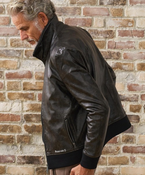 Maison code 13(メゾンコードサーティーン)の「mj11805- Synthetic Leather Ribbed Jacket シンセティックレザージャケット(M26W-13)(ブルゾン・メンズ・ダークブラウン/ブラウン・S/M/L)」の10枚目の写真