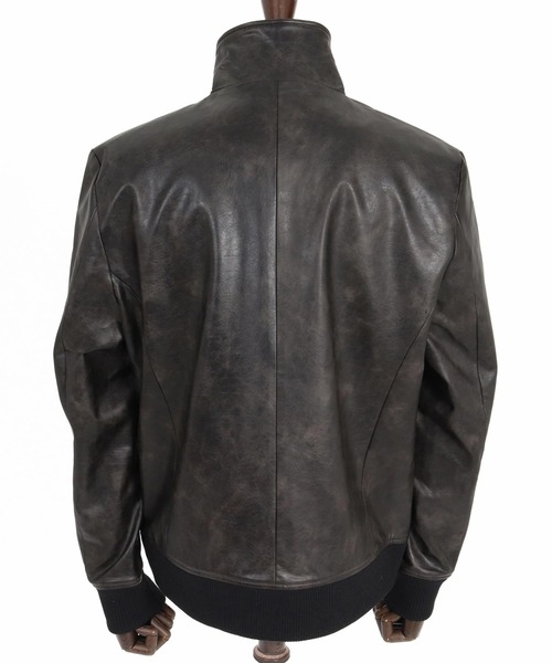 Maison code 13(メゾンコードサーティーン)の「mj11805- Synthetic Leather Ribbed Jacket シンセティックレザージャケット(M26W-13)(ブルゾン・メンズ・ダークブラウン/ブラウン・S/M/L)」の19枚目の写真