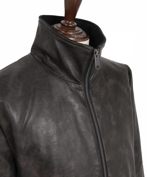Maison code 13(メゾンコードサーティーン)の「mj11805- Synthetic Leather Ribbed Jacket シンセティックレザージャケット(M26W-13)(ブルゾン・メンズ・ダークブラウン/ブラウン・S/M/L)」の20枚目の写真