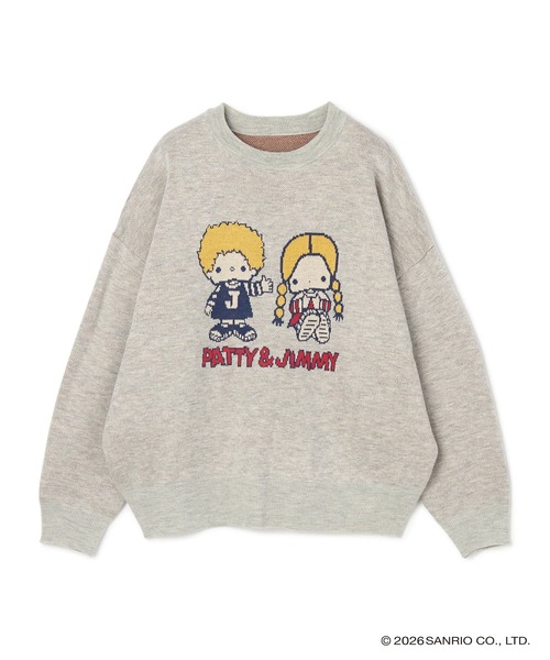 cross marche(クロスマルシェ)の「【sanrio characters】パティ&ジミージャガードニットプルオーバー(ニット/セーター・レディース・杢グレー/レッド・M/LL/L)」の2枚目の写真