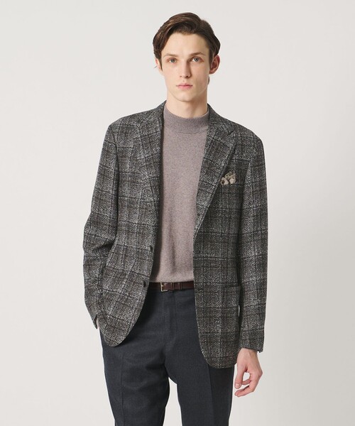 UNITED ARROWS(ユナイテッドアローズ)の「ブークレ チェック シングル 3ボタン テーラードジャケット CーMODEL(テーラードジャケット・メンズ・ダークグレー・48/50/46)」の1枚目の写真