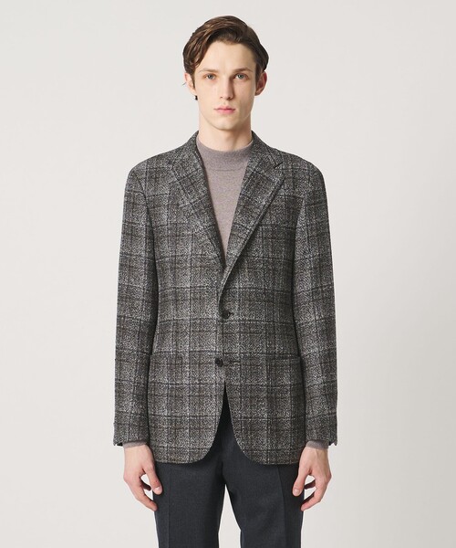 UNITED ARROWS(ユナイテッドアローズ)の「ブークレ チェック シングル 3ボタン テーラードジャケット CーMODEL(テーラードジャケット・メンズ・ダークグレー・48/50/46)」の5枚目の写真