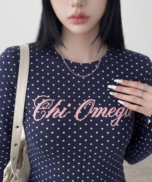 non-hedge(ノンヘッジ)の「スタードットロゴロンT(Tシャツ/カットソー・レディース・ネイビー/オフホワイト・FREE)」の1枚目の写真