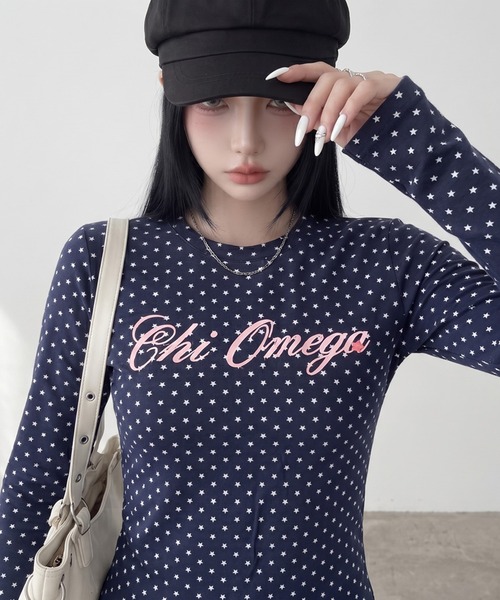 non-hedge(ノンヘッジ)の「スタードットロゴロンT(Tシャツ/カットソー・レディース・ネイビー/オフホワイト・FREE)」の3枚目の写真
