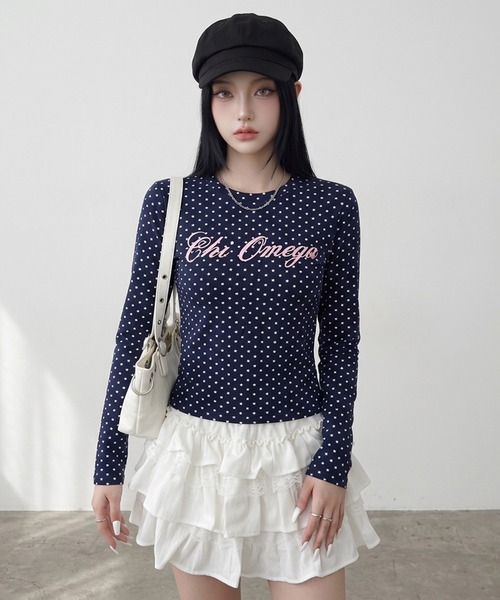 non-hedge(ノンヘッジ)の「スタードットロゴロンT(Tシャツ/カットソー・レディース・ネイビー/オフホワイト・FREE)」の5枚目の写真