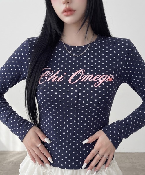 non-hedge(ノンヘッジ)の「スタードットロゴロンT(Tシャツ/カットソー・レディース・ネイビー/オフホワイト・FREE)」の7枚目の写真