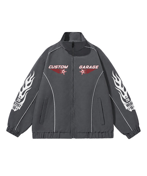 ARTISTWEAR（アーティストウェア）の「カスタムガレージパイピングウィンドブレイク（ナイロンジャケット・レディース・ブラック/グレー・SMALL/MEDIUM/LARGE/X-LARGE/XX-LARGE）」の2枚目の写真