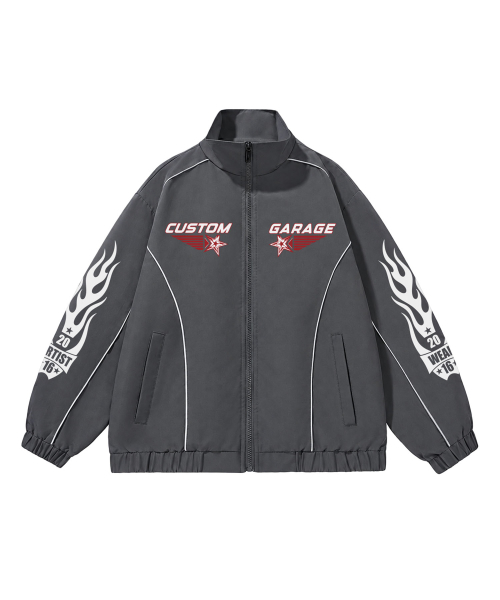 ARTISTWEAR（アーティストウェア）の「カスタムガレージパイピングウィンドブレイク（ナイロンジャケット・レディース・ブラック/グレー・SMALL/MEDIUM/LARGE/X-LARGE/XX-LARGE）」の13枚目の写真