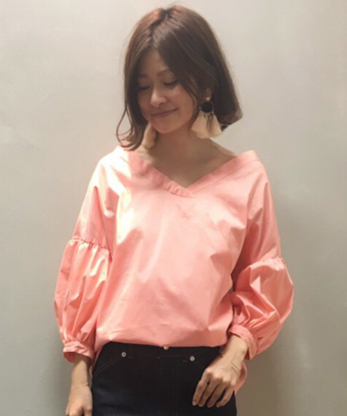 RANDA（ランダ）の「ルーズブラウス（シャツ/ブラウス・レディース・ライトピンク/ホワイト/ピンク/イエロー/イエロー系その他/ブルー・0/1）」の6枚目の写真