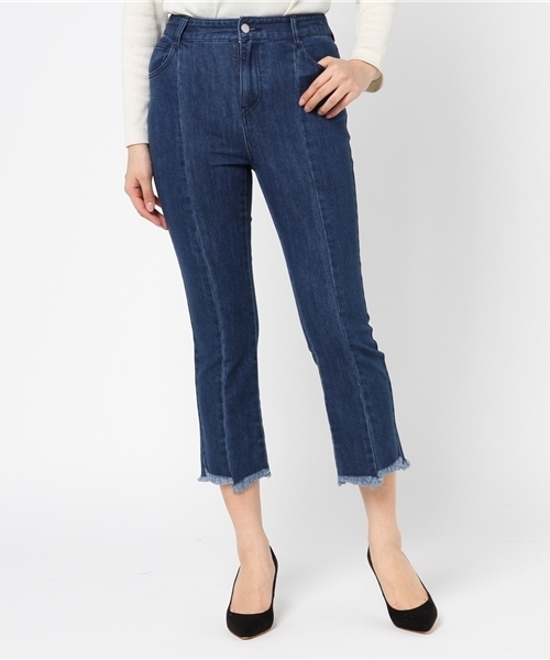 WEGO（ウィゴー）の「DISPARK/ランダムカットフレアデニムパンツ（デニムパンツ・レディース・インディゴブルー・LARGE/MEDIUM）」の2枚目の写真