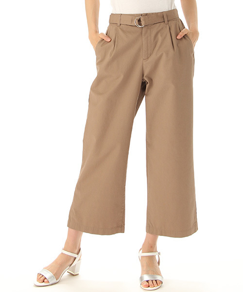 Honeys（ハニーズ）の「チノワイドパンツアンクル丈（チノパンツ・レディース・キャメル/ライトベージュ/ネイビー/ブラック/カーキ/オレンジ/ブラウン/ベージュ・S/LL/L/M）」の4枚目の写真