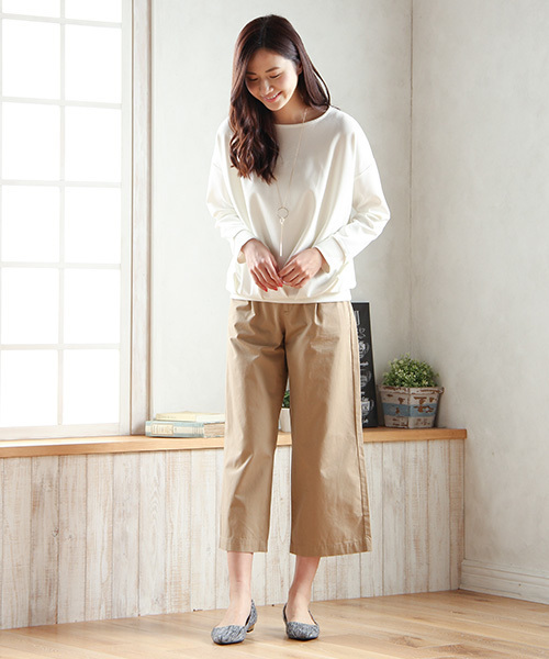 Honeys（ハニーズ）の「チノワイドパンツアンクル丈（チノパンツ・レディース・キャメル/ライトベージュ/ネイビー/ブラック/カーキ/オレンジ/ブラウン/ベージュ・S/LL/L/M）」の21枚目の写真