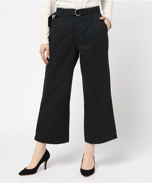 Honeys（ハニーズ）の「チノワイドパンツアンクル丈（チノパンツ・レディース・キャメル/ライトベージュ/ネイビー/ブラック/カーキ/オレンジ/ブラウン/ベージュ・S/LL/L/M）」の3枚目の写真