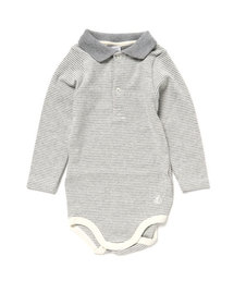 PETIT BATEAU | 裏起毛ミラレ衿つき長袖ボディ(肌着)
