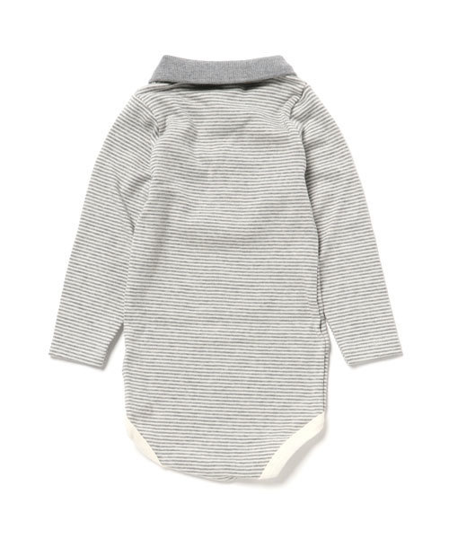 PETIT BATEAU（プチバトー）の「裏起毛ミラレ衿つき長袖ボディ（肌着・キッズ・霜降りグレー・18MONTH/24MONTH）」の2枚目の写真