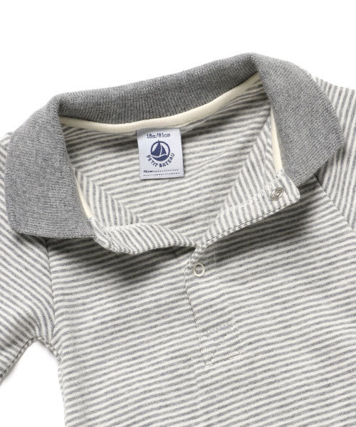 PETIT BATEAU（プチバトー）の「裏起毛ミラレ衿つき長袖ボディ（肌着・キッズ・霜降りグレー・18MONTH/24MONTH）」の3枚目の写真