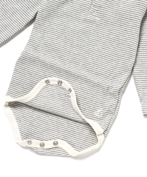 PETIT BATEAU（プチバトー）の「裏起毛ミラレ衿つき長袖ボディ（肌着・キッズ・霜降りグレー・18MONTH/24MONTH）」の4枚目の写真