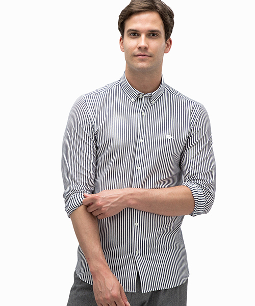 Lacoste ラコステ の ストライプ ビズポロ 長袖 ポロシャツ Wear