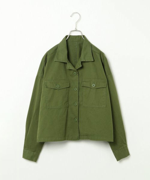 VENCEEXCHANGE（ヴァンスエクスチェンジ）の「ツイルオープンカラーシャツ                  （シャツ/ブラウス・レディース・ライトカーキ/その他31・MEDIUM）」の2枚目の写真