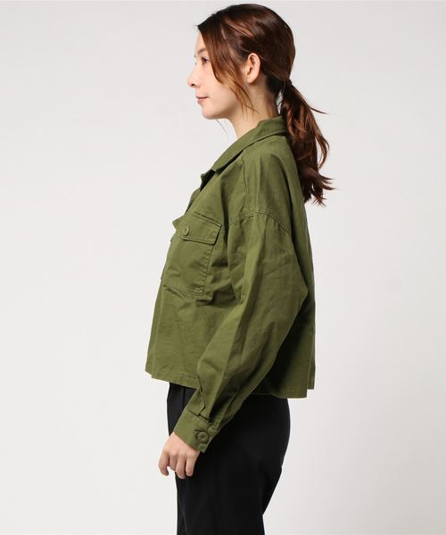 VENCEEXCHANGE（ヴァンスエクスチェンジ）の「ツイルオープンカラーシャツ                  （シャツ/ブラウス・レディース・ライトカーキ/その他31・MEDIUM）」の3枚目の写真