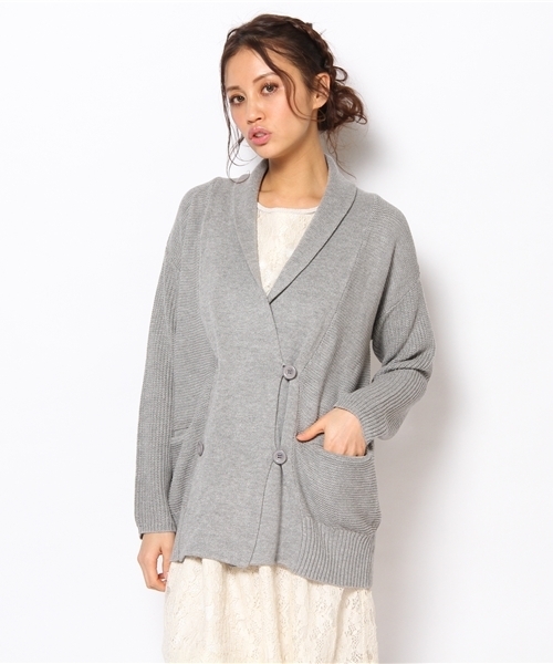 Jewel Changes（ジュエルチェンジズ）の「JOC TCL/C Wマエ ショール カーディガン / ダブルボタン（カーディガン/ボレロ・レディース・グレー/ナチュラル・フリー）」の2枚目の写真