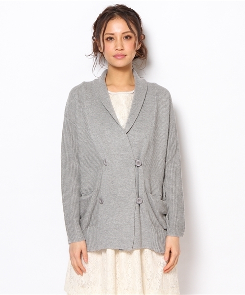 Jewel Changes（ジュエルチェンジズ）の「JOC TCL/C Wマエ ショール カーディガン / ダブルボタン（カーディガン/ボレロ・レディース・グレー/ナチュラル・フリー）」の3枚目の写真