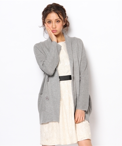Jewel Changes（ジュエルチェンジズ）の「JOC TCL/C Wマエ ショール カーディガン / ダブルボタン（カーディガン/ボレロ・レディース・グレー/ナチュラル・フリー）」の6枚目の写真