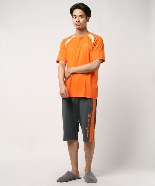 Champion チャンピオン の Champion Active Styleメンズ スウェットセットアップ 半袖半パンツ 吸汗速乾天竺 ルームウェア パジャマ Wear