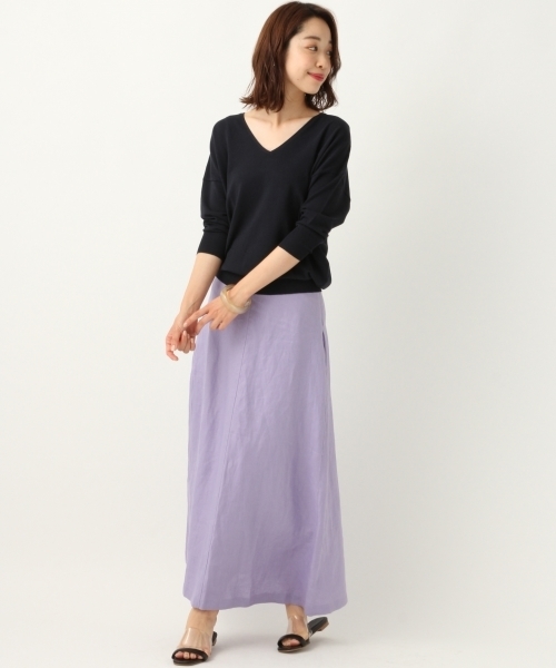 A part by（アパートバイ）の「洗濯機で洗えるUVカットニット/12GACEガーターVニット6S 798624（ニット/セーター・レディース・ホワイト/ライトグリーン/ネイビー/ライトパープル・FREE）」の8枚目の写真