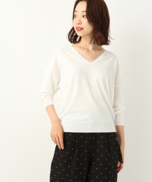 A part by（アパートバイ）の「洗濯機で洗えるUVカットニット/12GACEガーターVニット6S 798624（ニット/セーター・レディース・ホワイト/ライトグリーン/ネイビー/ライトパープル・FREE）」の9枚目の写真