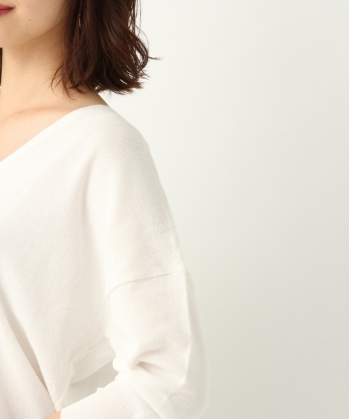 A part by（アパートバイ）の「洗濯機で洗えるUVカットニット/12GACEガーターVニット6S 798624（ニット/セーター・レディース・ホワイト/ライトグリーン/ネイビー/ライトパープル・FREE）」の13枚目の写真