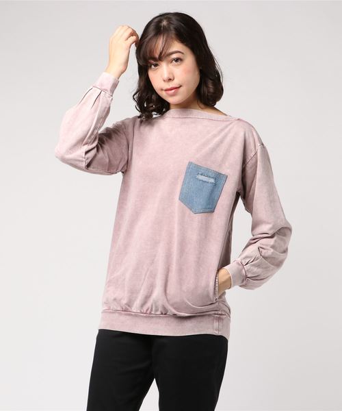VENCEEXCHANGE(ヴァンスエクスチェンジ)の「ピグメントオフショルプルオーバー(Tシャツ/カットソー・レディース・ネイビー/オフホワイト/ピンク・M)」の7枚目の写真