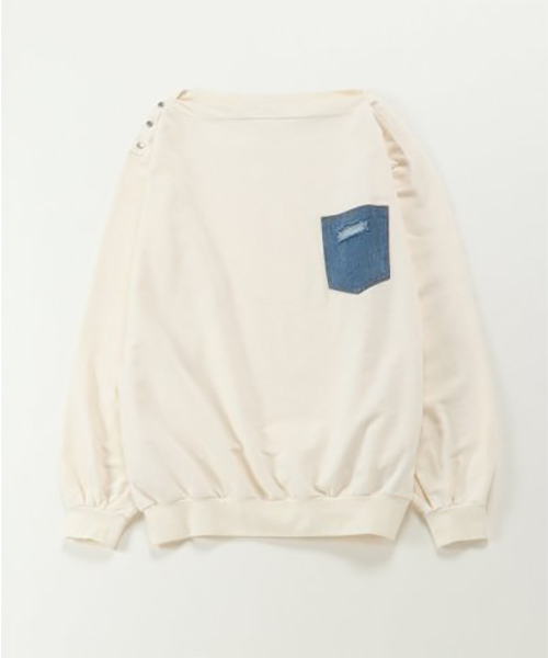 VENCEEXCHANGE(ヴァンスエクスチェンジ)の「ピグメントオフショルプルオーバー(Tシャツ/カットソー・レディース・ネイビー/オフホワイト/ピンク・M)」の9枚目の写真