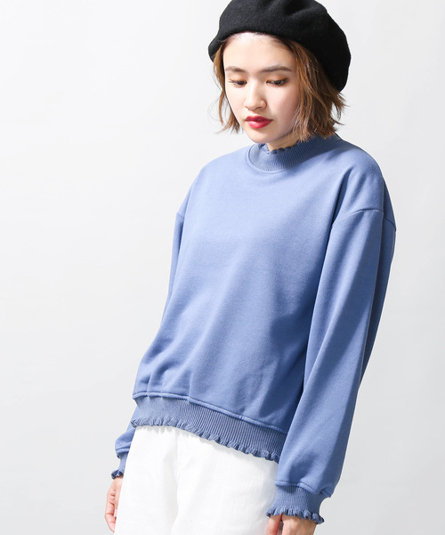 WEGO（ウィゴー）の「WEGO/フリルリブスウェット（スウェット・レディース・ホワイト/ブラック/ブルー/キャメル・FREE）」の4枚目の写真