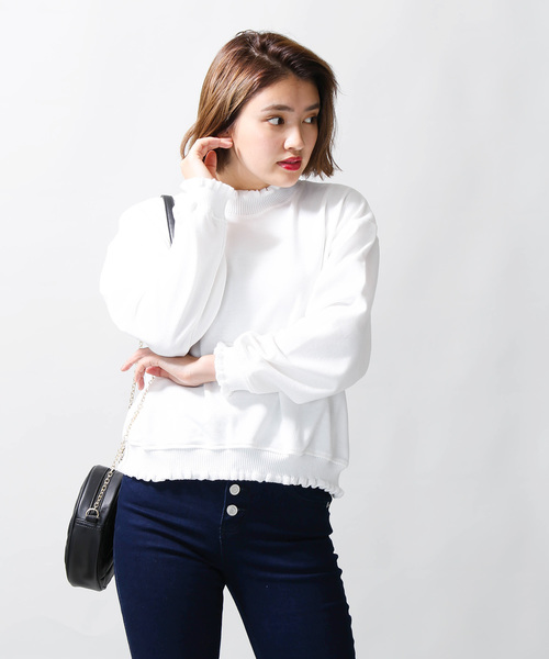 WEGO（ウィゴー）の「WEGO/フリルリブスウェット（スウェット・レディース・ホワイト/ブラック/ブルー/キャメル・FREE）」の8枚目の写真