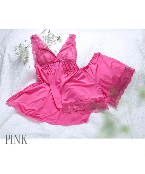 blooming FLORA（ブルーミングフローラ）の「【 フローラルレース 】 パルフェーム キャミソール＆タップパンツセット（ルームウェア/パジャマ・レディース・ネイビー/ラベンダー/フューシャピンク/ライラック/ブラック・MEDIUM/LARGE）」の11枚目の写真