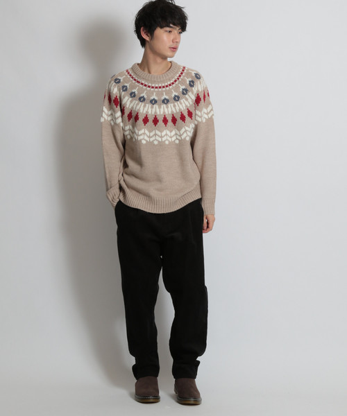 niko and...(ニコアンド)の「刺繍ノルディックプルオーバー(ニット/セーター・メンズ・ベージュ/チャコール・MEDIUM/LARGE)」の4枚目の写真