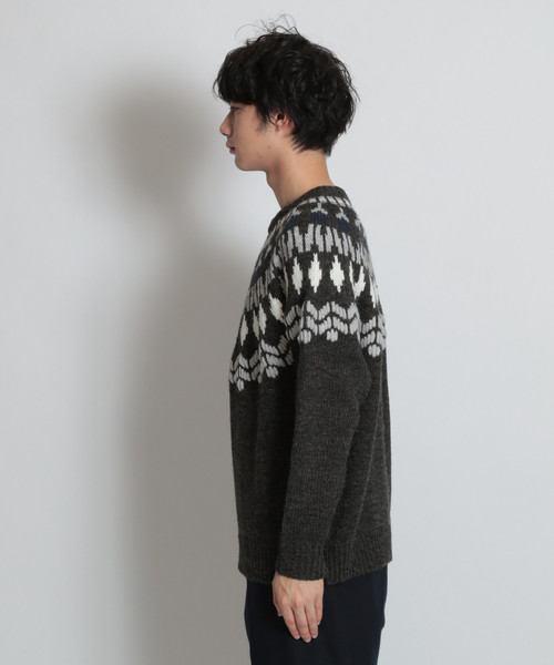 niko and...(ニコアンド)の「刺繍ノルディックプルオーバー(ニット/セーター・メンズ・ベージュ/チャコール・MEDIUM/LARGE)」の6枚目の写真