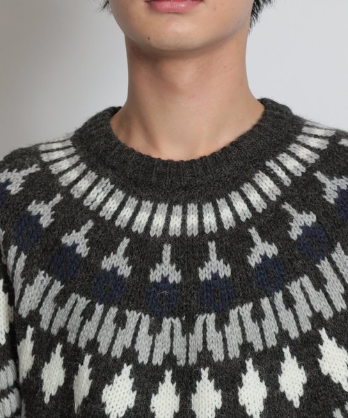 niko and...(ニコアンド)の「刺繍ノルディックプルオーバー(ニット/セーター・メンズ・ベージュ/チャコール・MEDIUM/LARGE)」の8枚目の写真